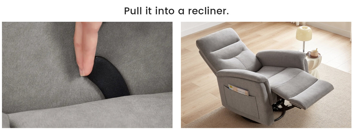 Swivel Rocker Recliner with High Back in Velvet