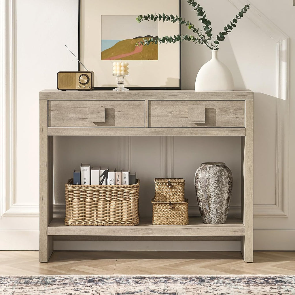 40 Inch Narrow Console Table with Drawers
