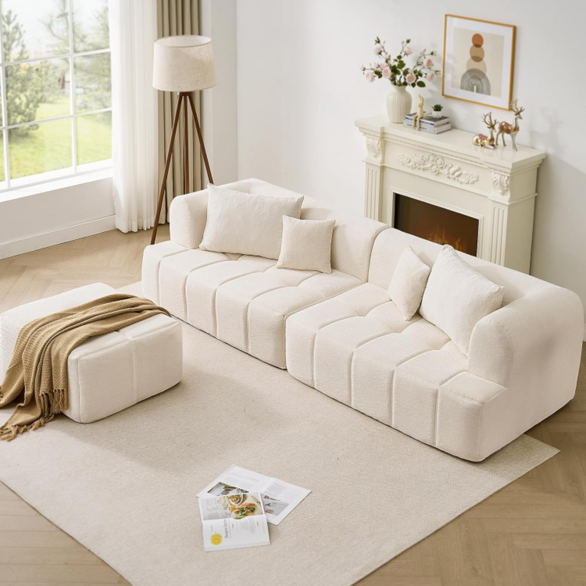 Modular Cloud Sectional Sofa with Chenille and Chaise