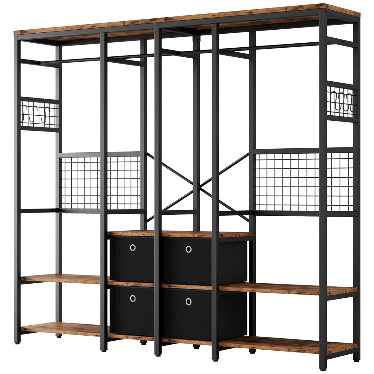 Heavy Duty Closet Organizer with 4 Drawers and 8 Hooks