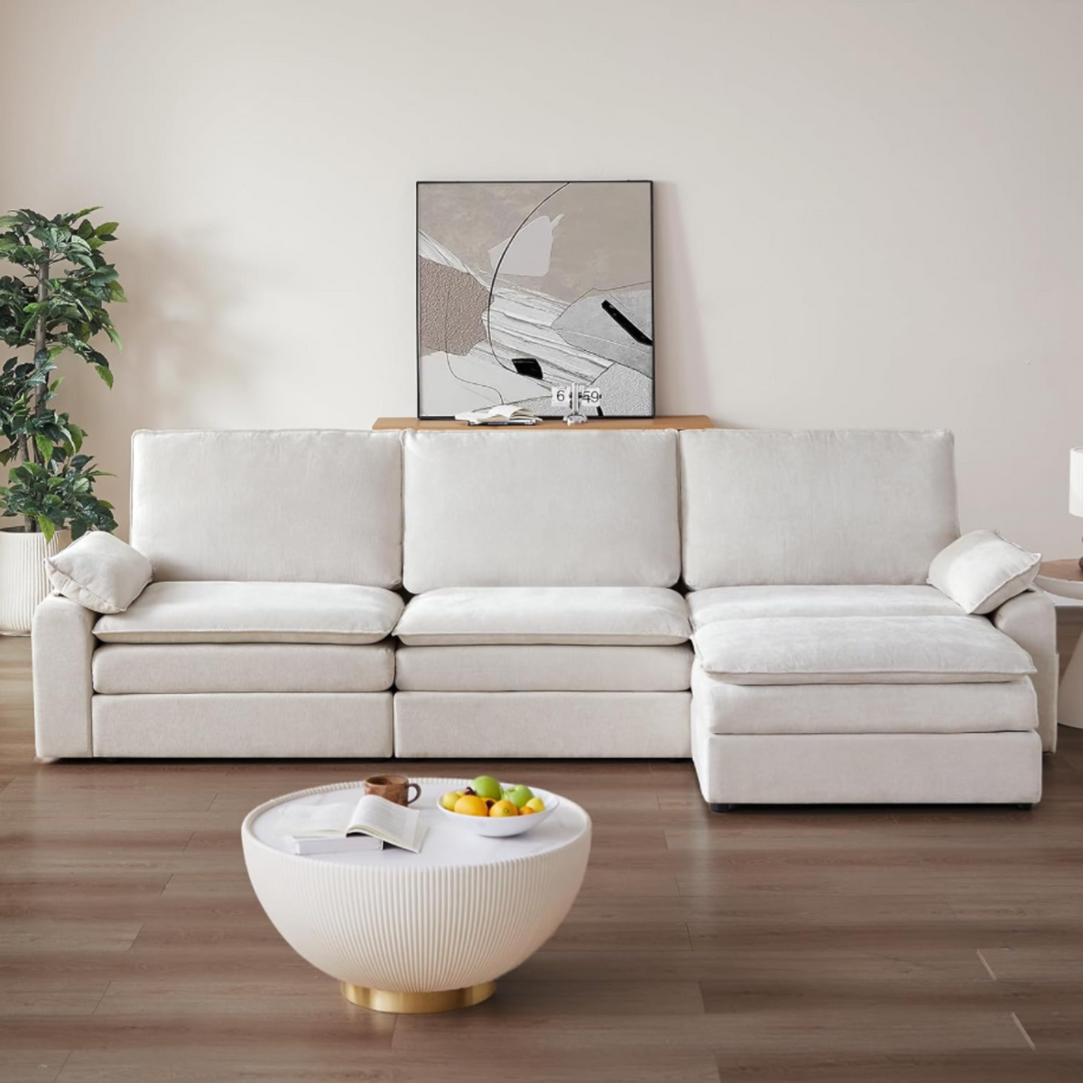 119 Inch Modular L-Shaped Chenille Sectional Sofa