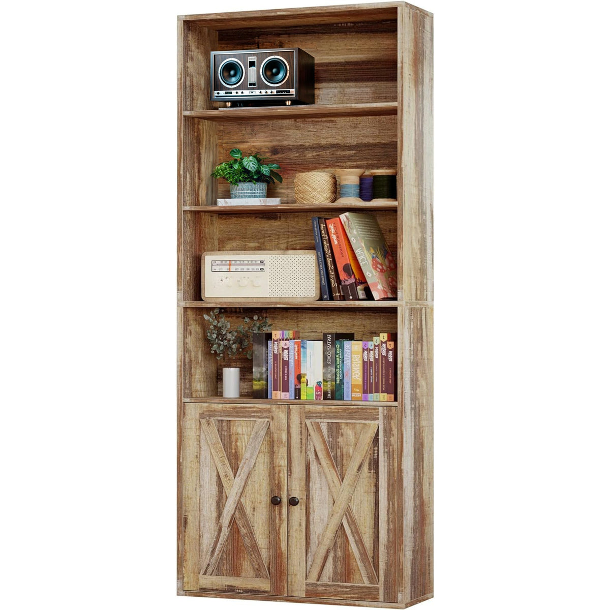 70 Inch Industrial 6-Shelf Bookshelf