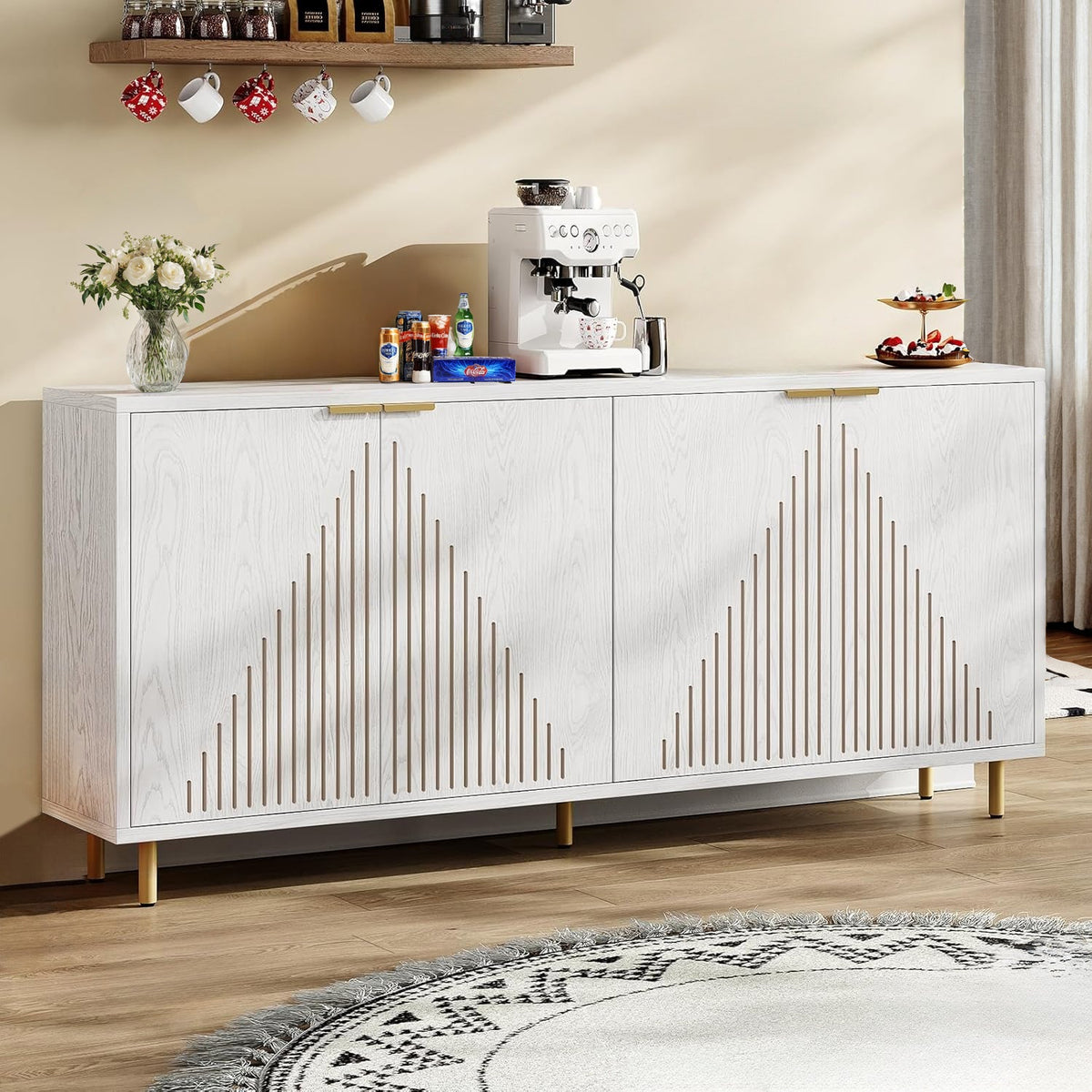 59 Inch Modern Sideboard Buffet with 4 Doors
