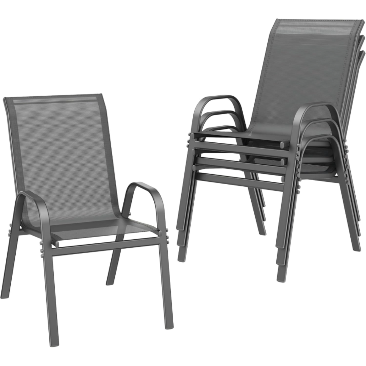 Stackable Metal Outdoor Dining Chairs, Set of 2, 4 or 6