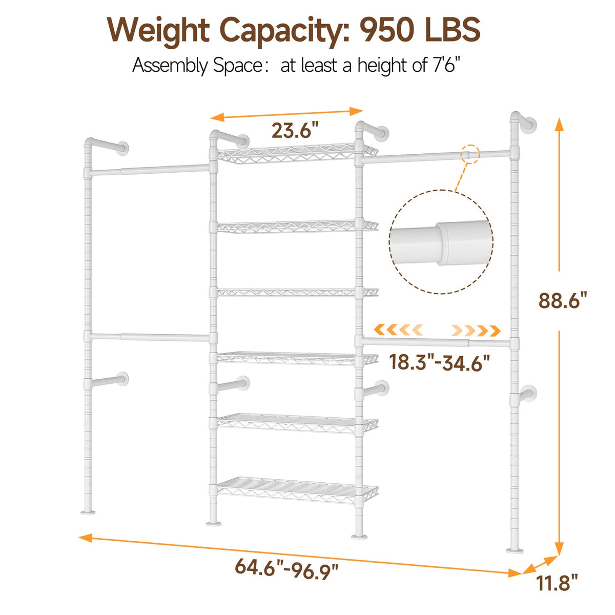 Wall Mounted Industrial Pipe Closet System