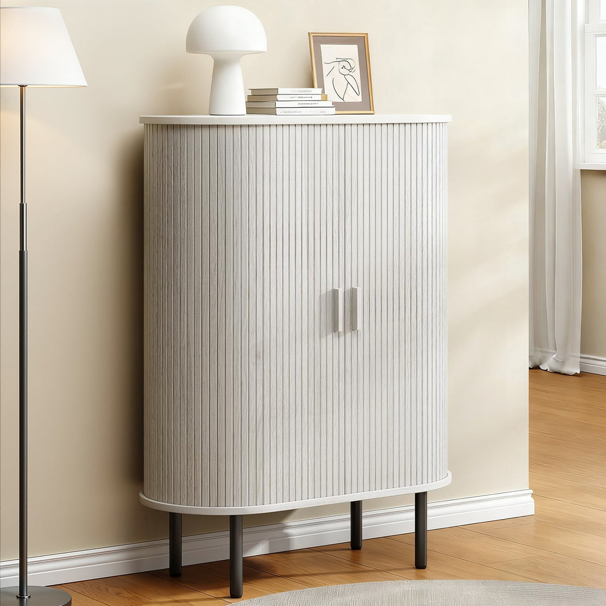 44" Modern High Sideboard Cabinet with Sliding Door