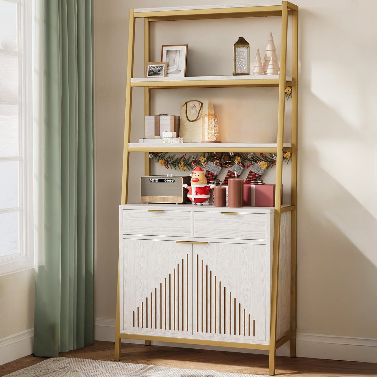 69 Inch 6-Tier Tall Bookcase with 2 File Drawers