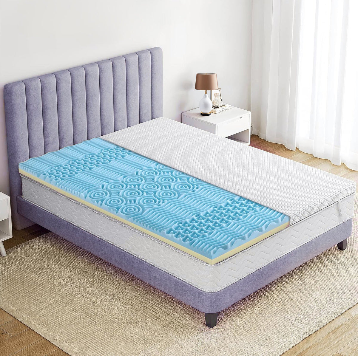 7-Zone 3 Inch Cooling Gel Memory Foam Topper