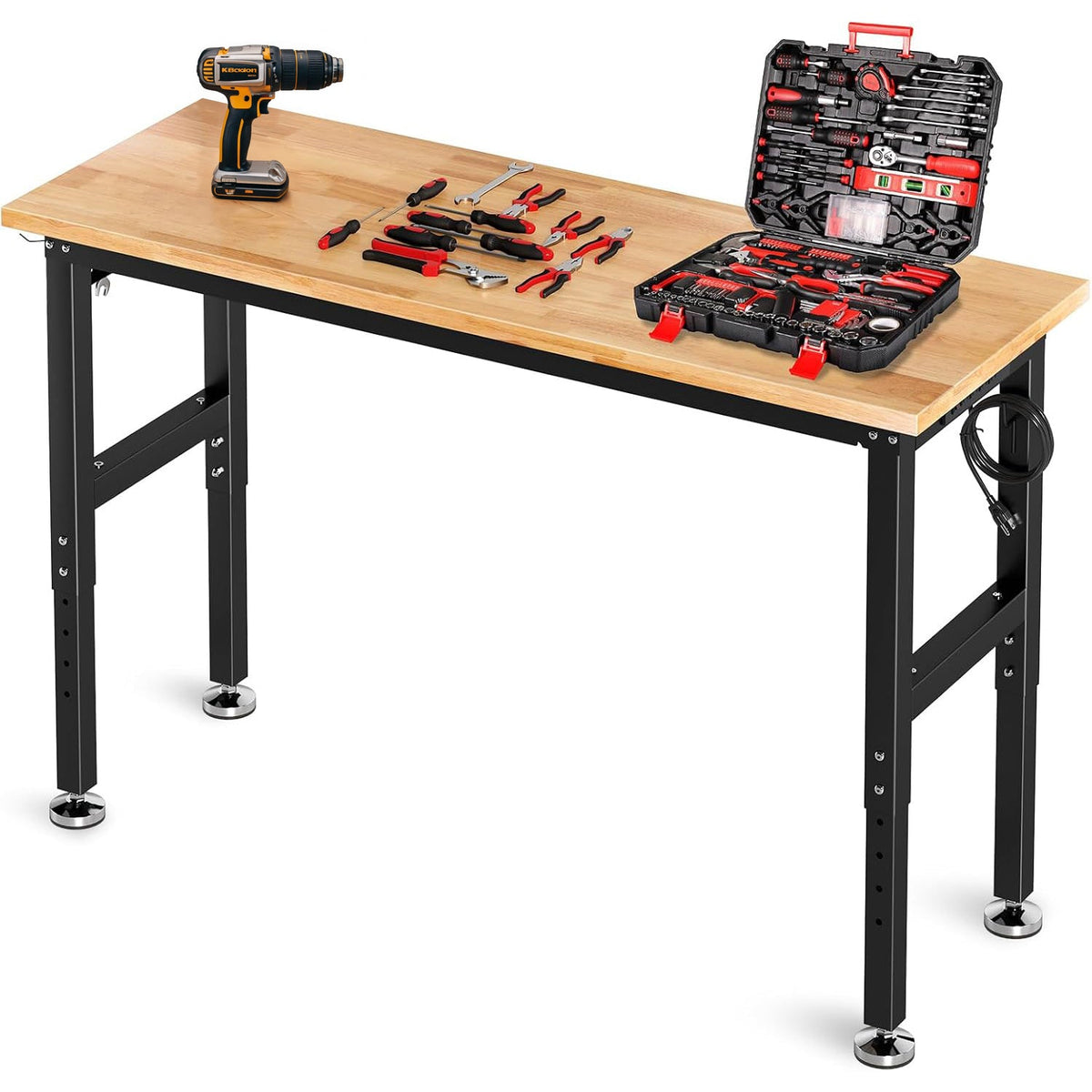 Height-Adjustable Workbench with Power Outlets
