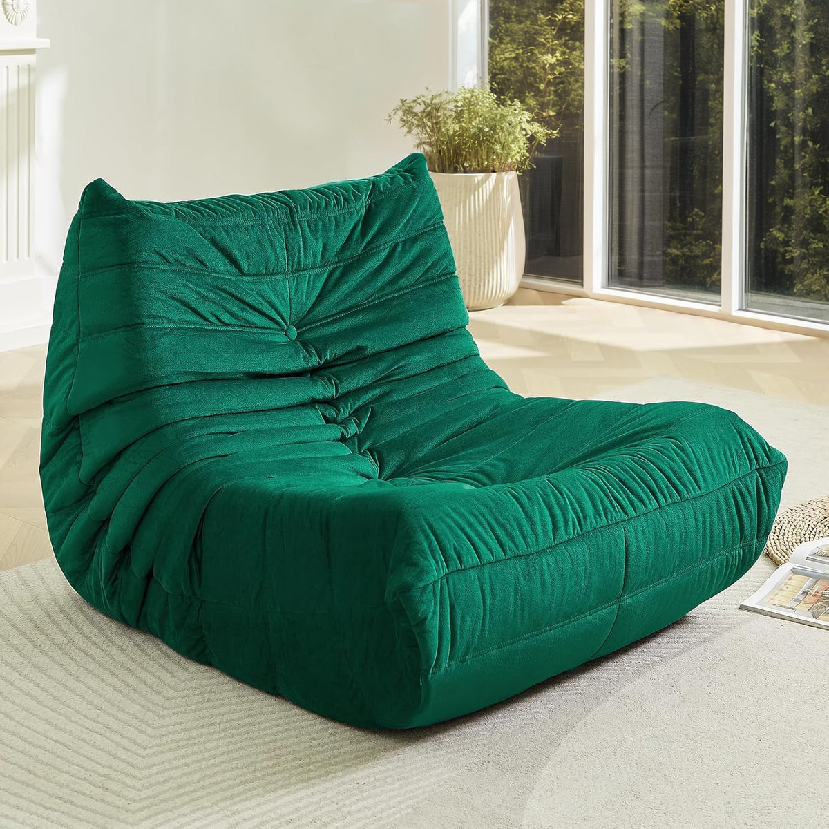 Velvet Memory Foam Bean Bag Chair, Single Seat