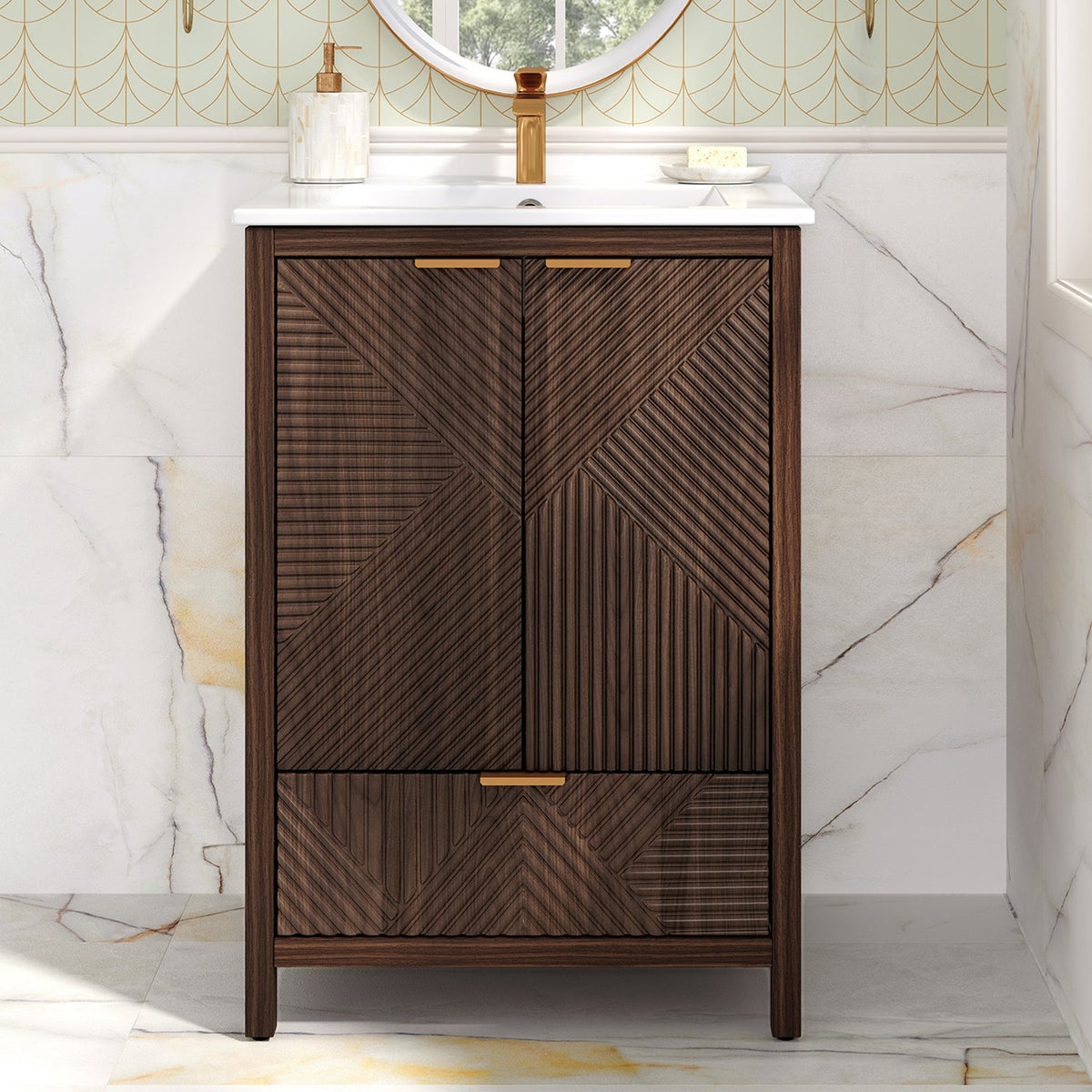 24 Inch Bathroom Vanity with Sink and Soft-Close Door