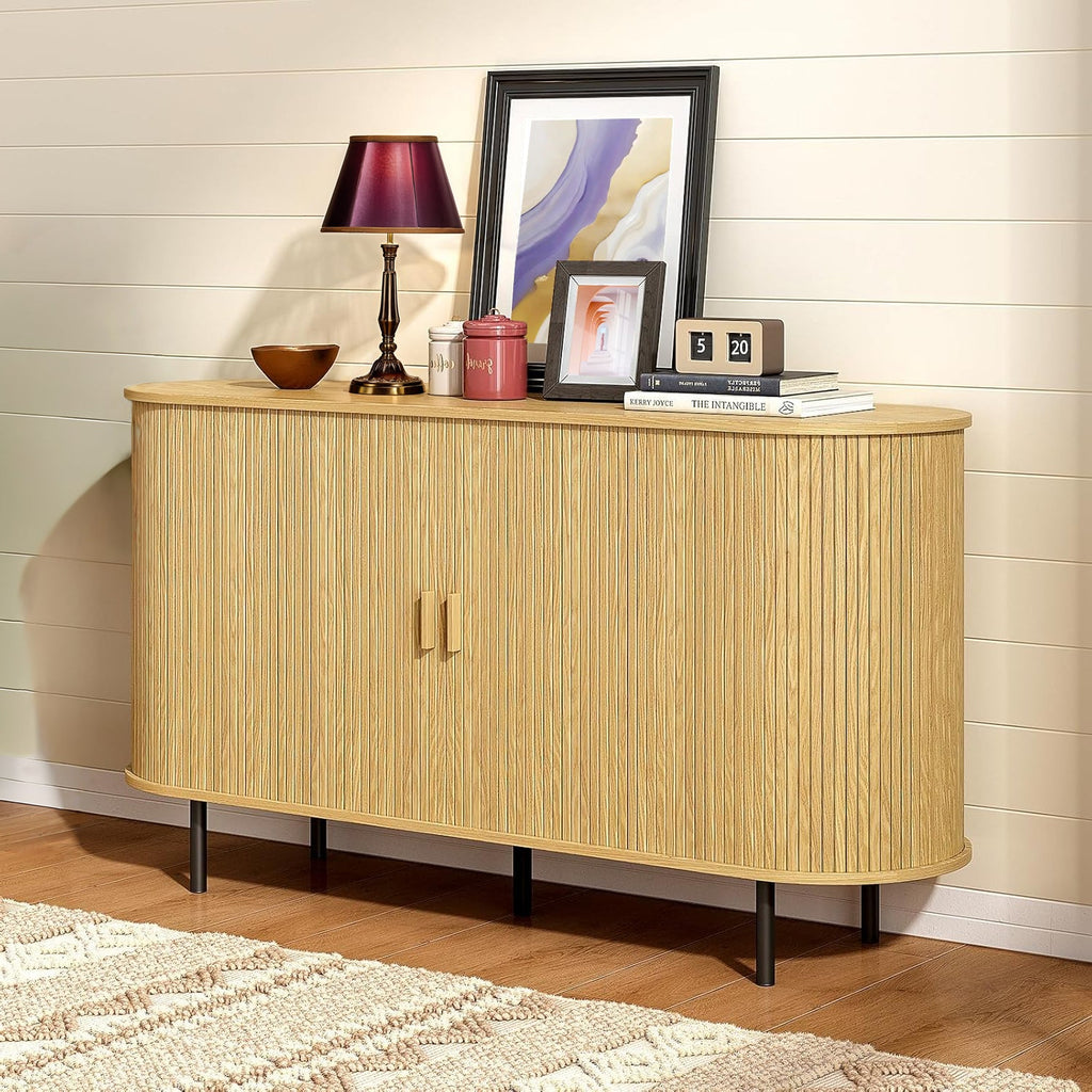 55 Inch Sideboard Buffet with Tambour Door