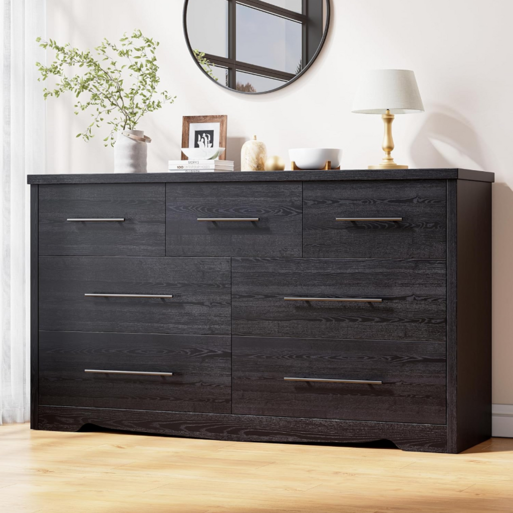 55 Inch 7 Drawer Dresser with Metal Handles