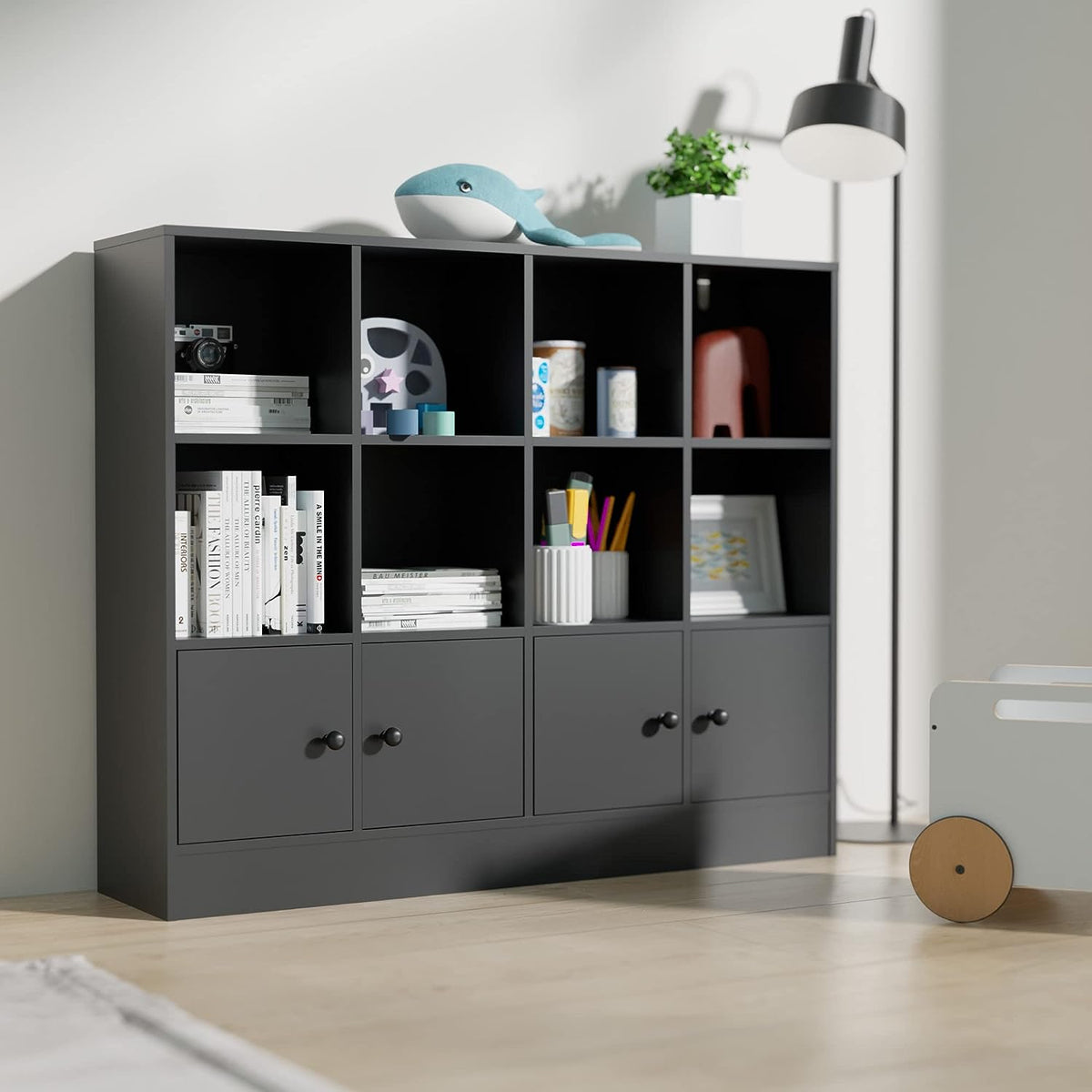 2-Tier Open Bookshelf with 12 Compartments