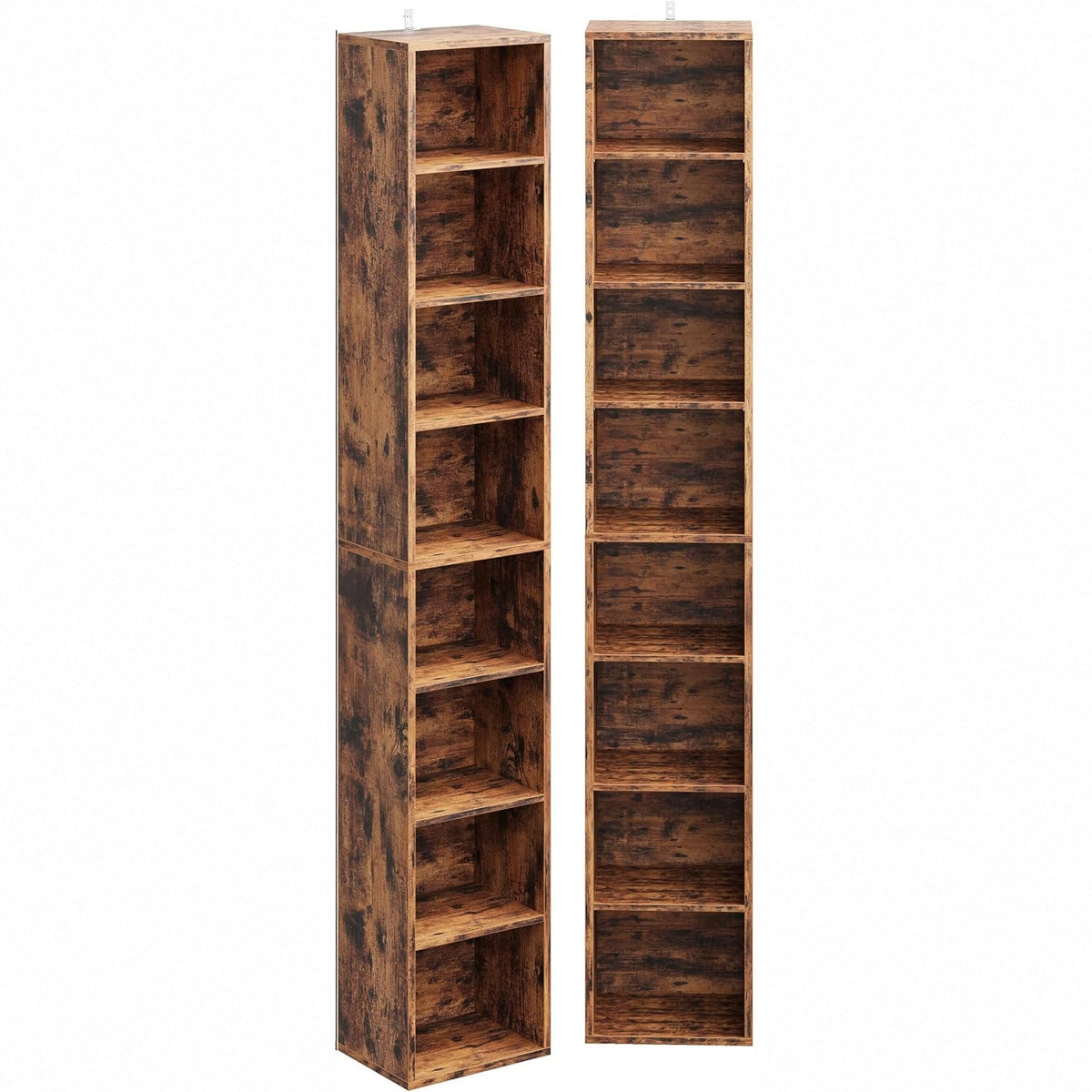 71-Inch Tall Narrow Bookshelf Set of 2, 8-Tier