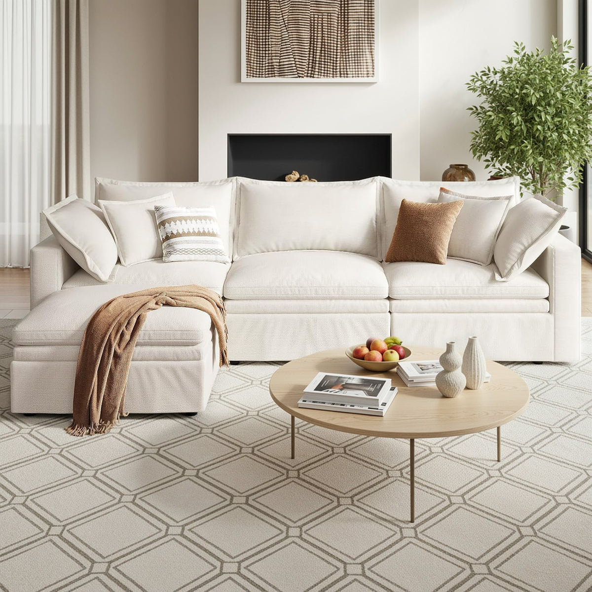 114 in Modular Cloud Sectional with Storage Ottoman