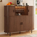 Wine Bar Cabinet with LED Lights and Charging Station