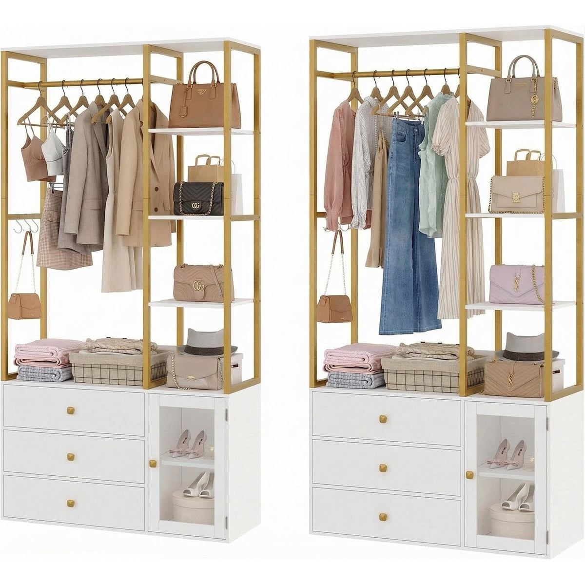81.3 Inch Closet System with Drawers and Hanging Rods