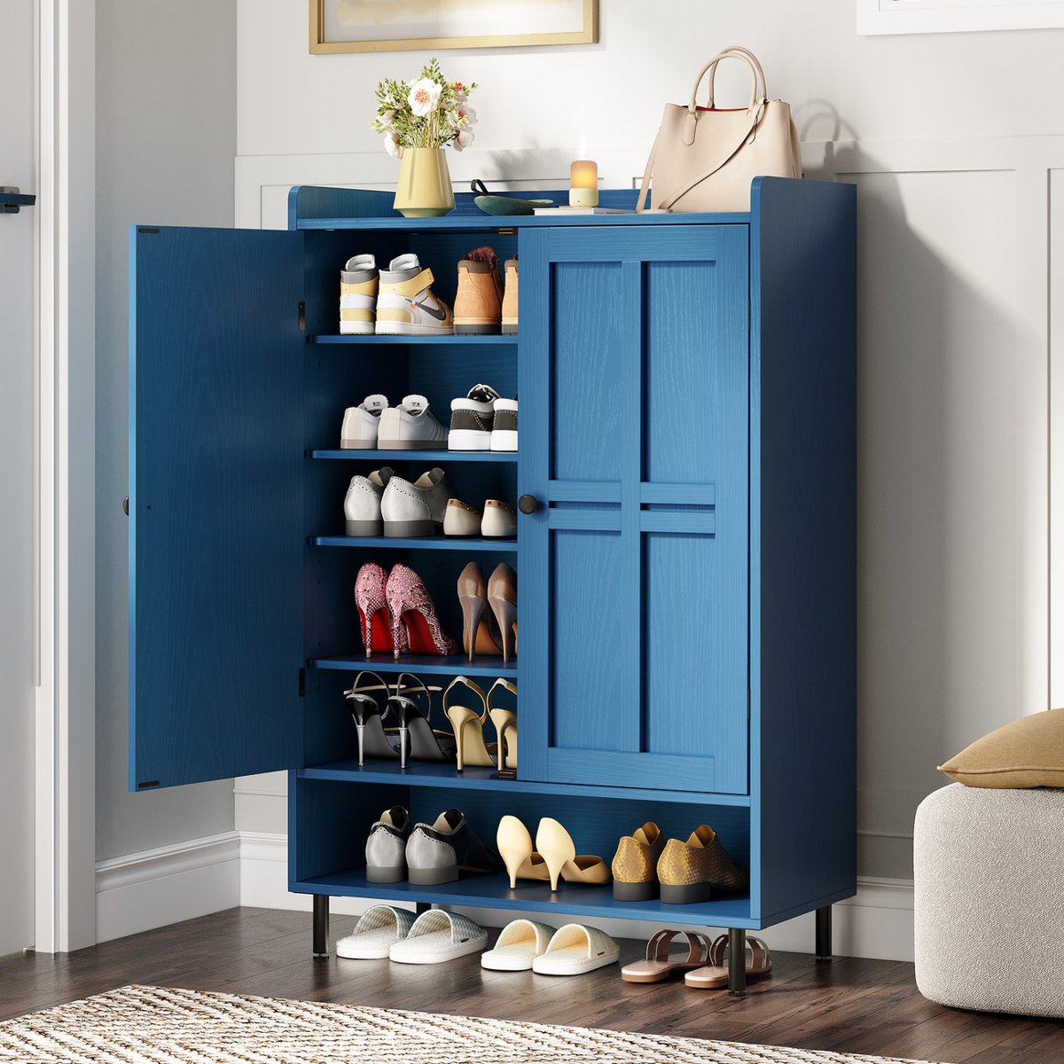 6-Tier Entryway Shoe Cabinet with 3 Adjustable Shelves