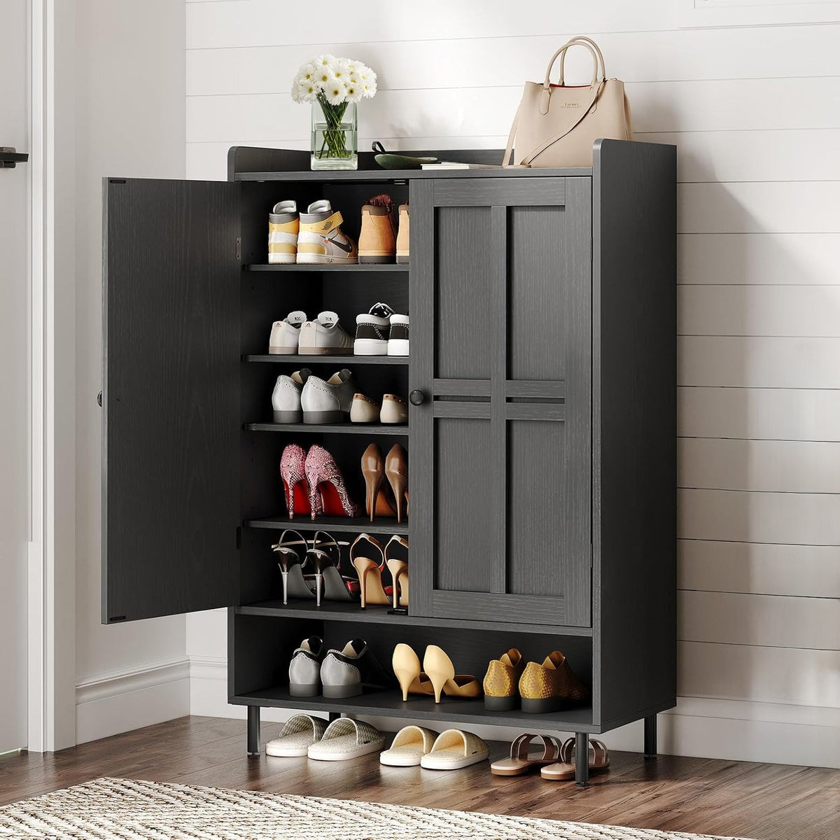 6-Tier Entryway Shoe Cabinet with 3 Adjustable Shelves