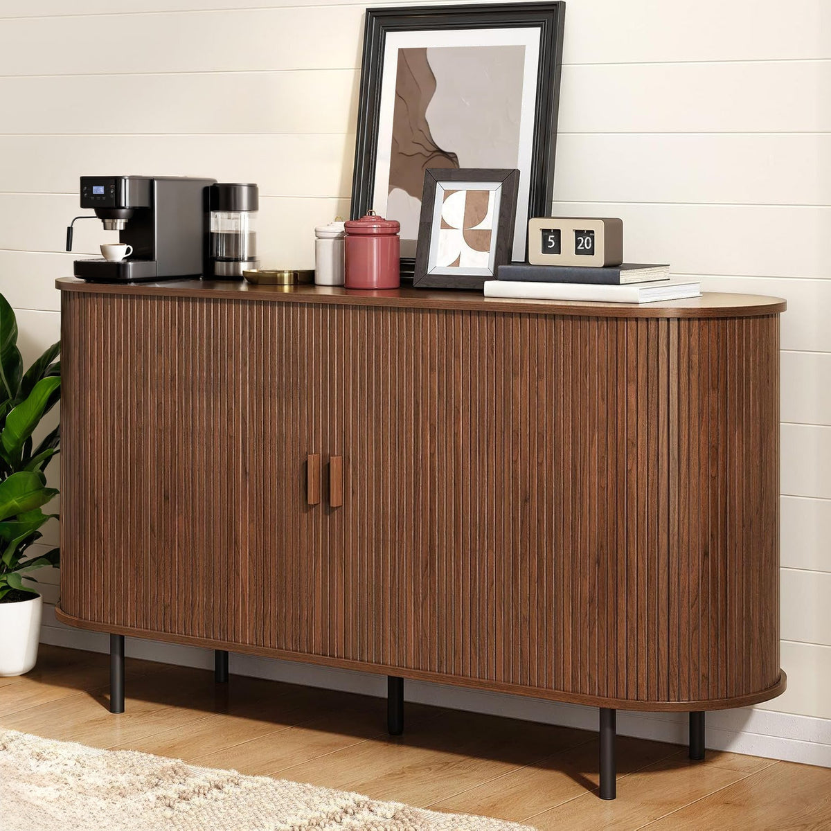55 Inch Sideboard Buffet with Tambour Door