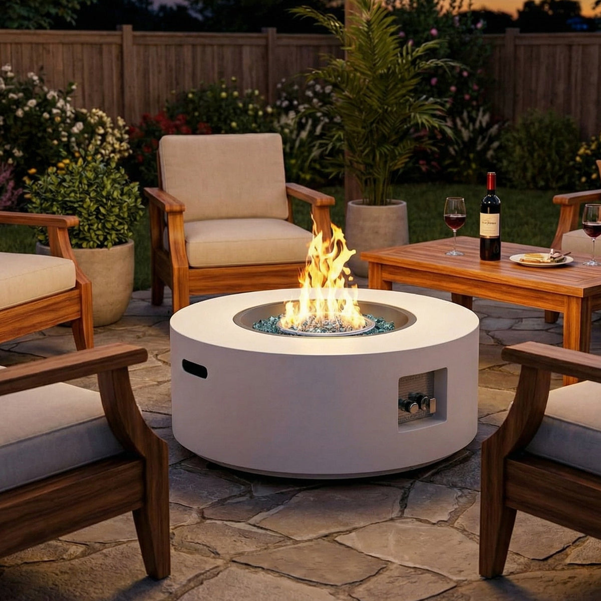30 Inch Propane Fire Pit Table, 50,000 BTU with Lid