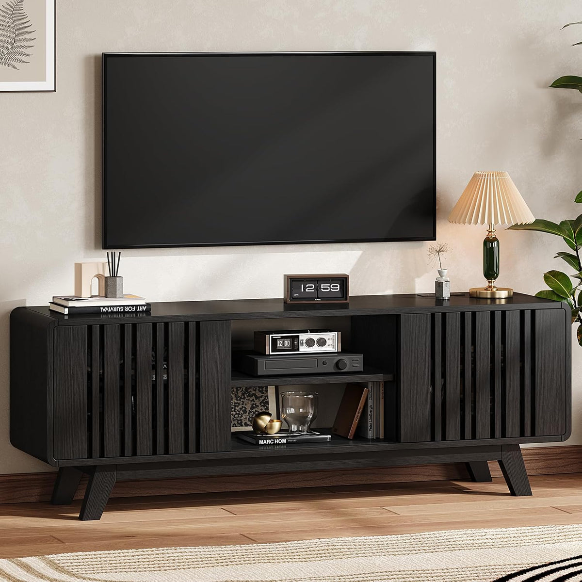63 or 70 Inch TV Stand with Sliding Grille Doors
