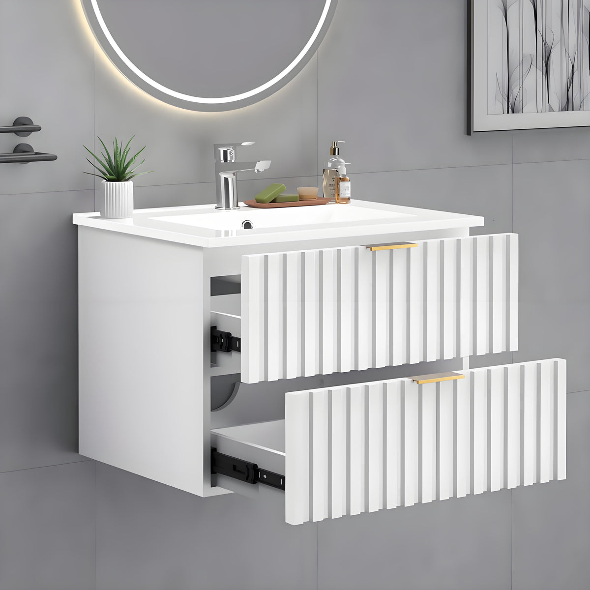24 Inch Wall-Mounted Floating Bathroom Vanity