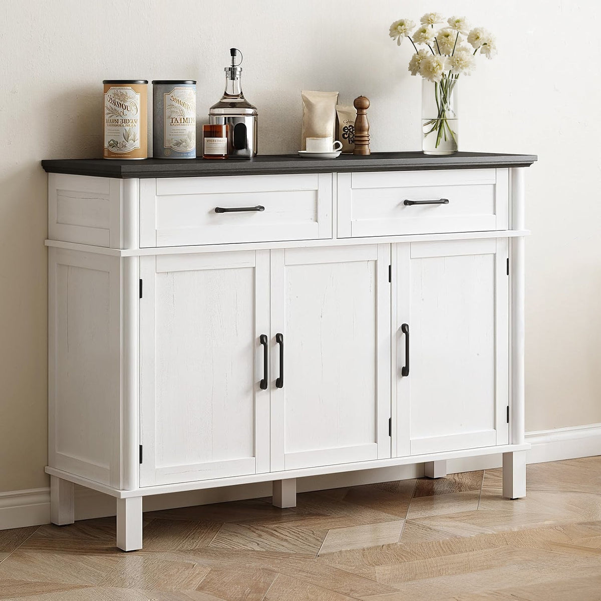 Wood Buffet Sideboard with 2 Drawers and 3 Doors