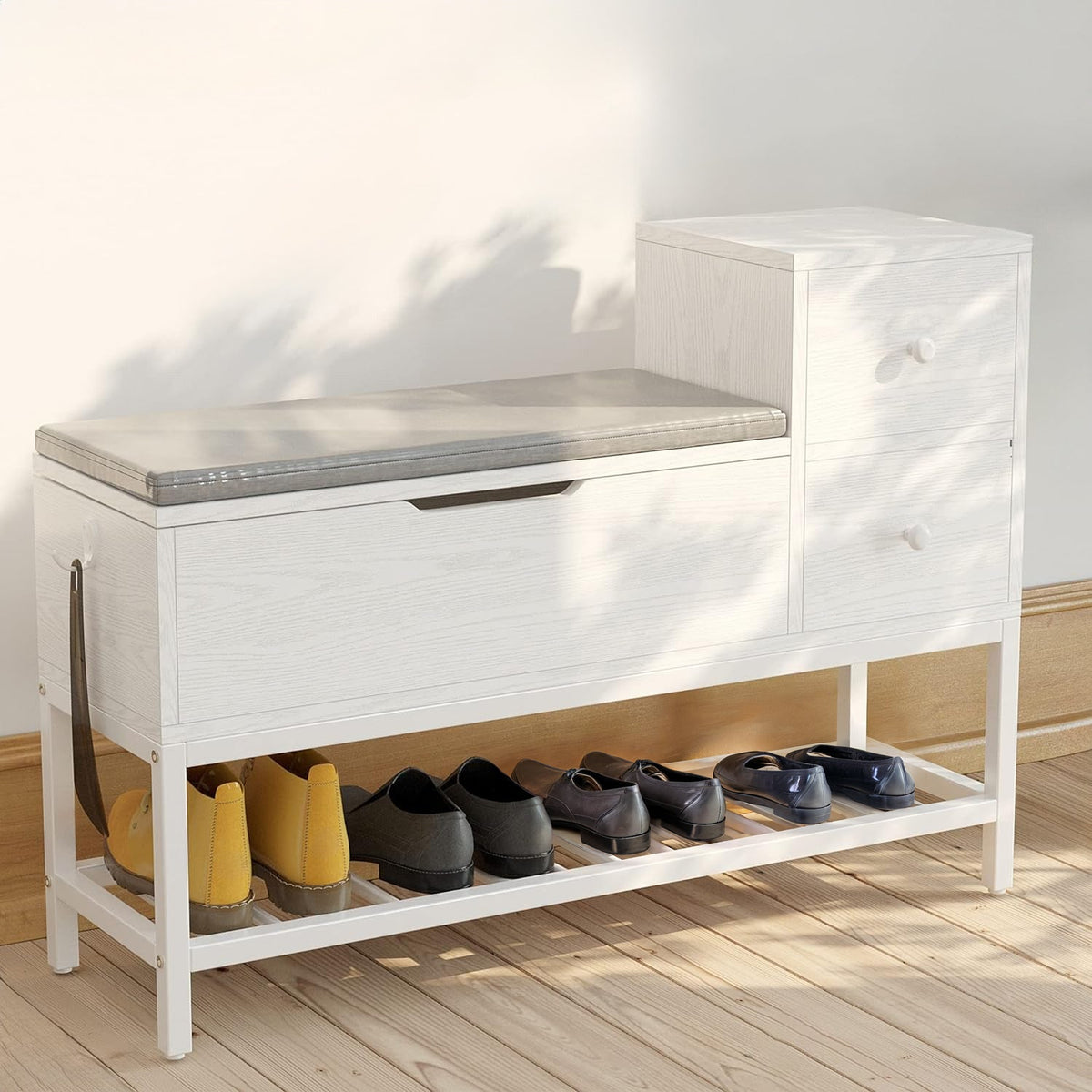 Entryway Bench with Shoe Rack and Flip Top Box