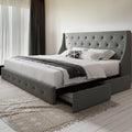 Wingback Storage Bed Frame with 4 Drawers, Tufted