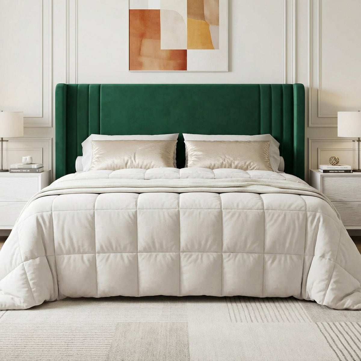 Velvet Platform Bed with Tufted Wingback and Storage