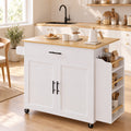 Rolling Kitchen Island with Drop Leaf and Outlet