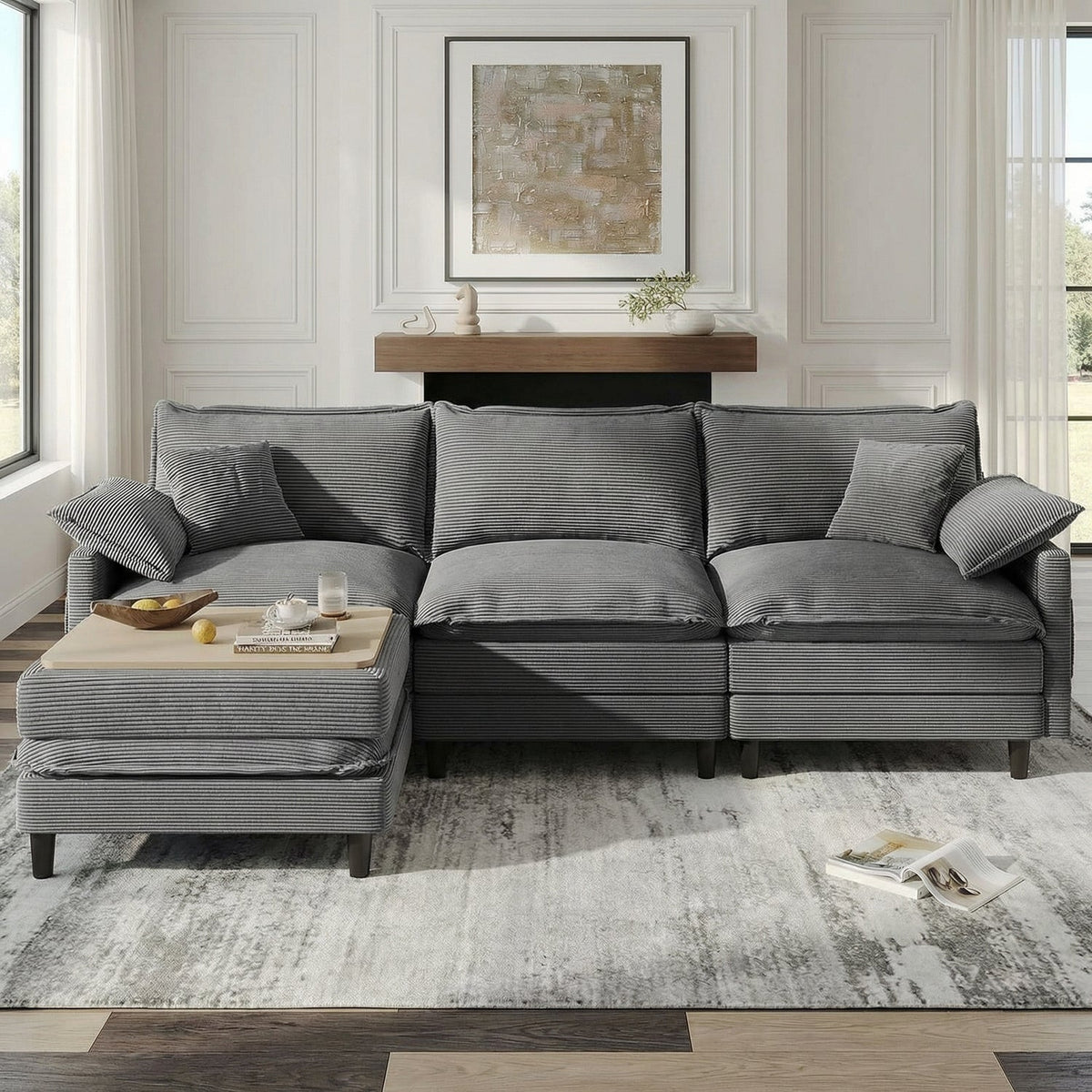 114 in Modular Cloud Sectional with Storage Ottoman