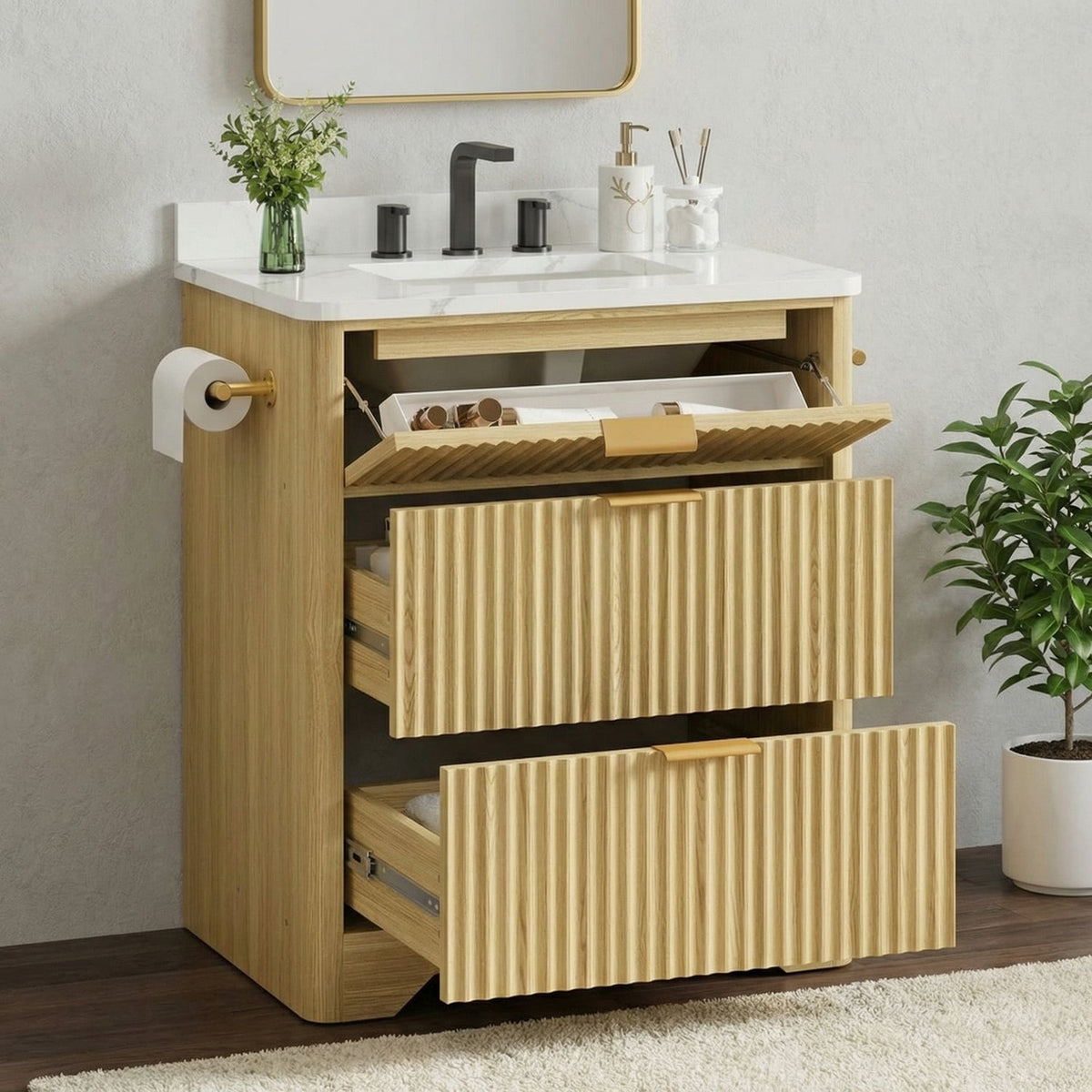 30 in Farmhouse Bathroom Vanity with Ceramic Sink