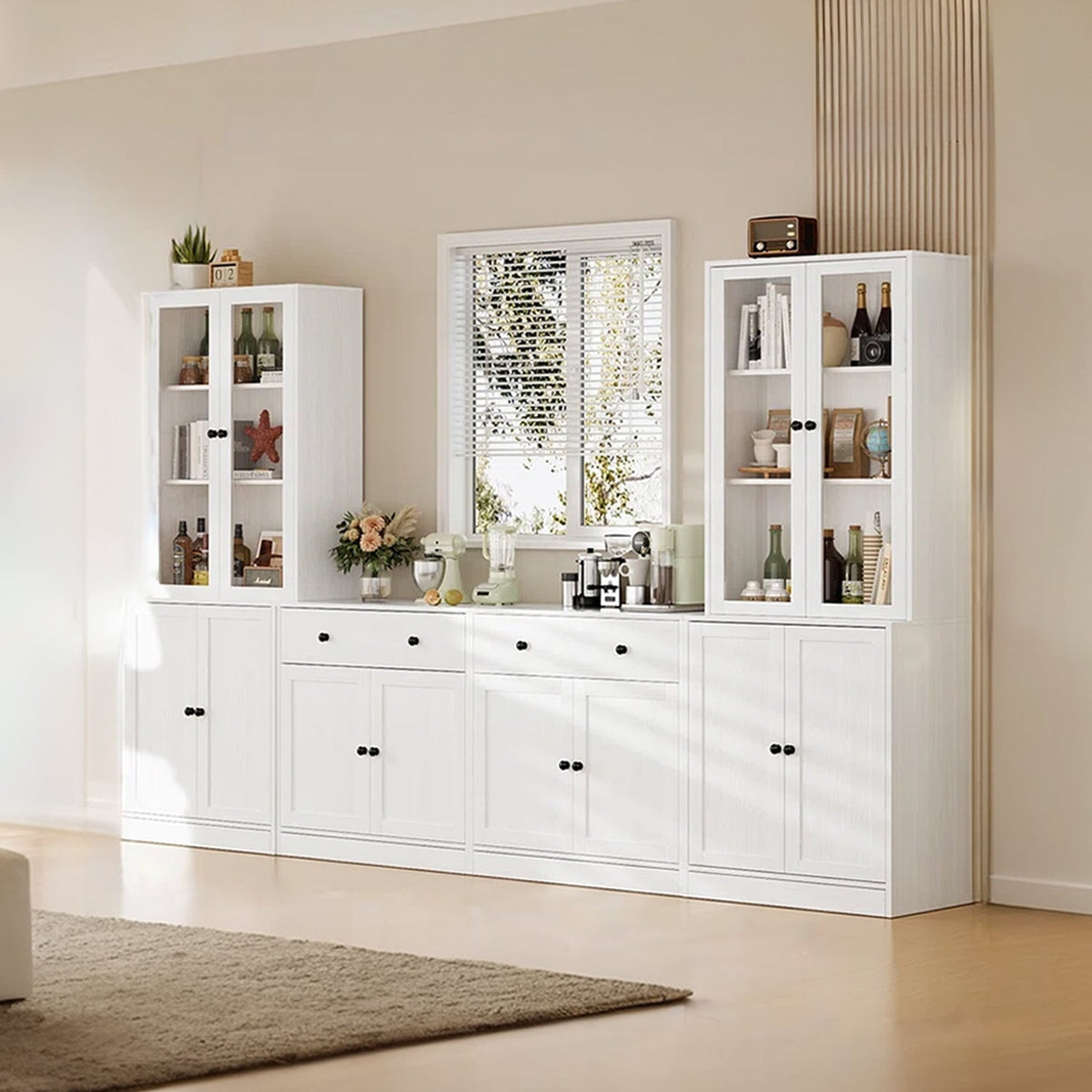 4-Piece Kitchen Pantry Set with Bookshelves (2B+2C)