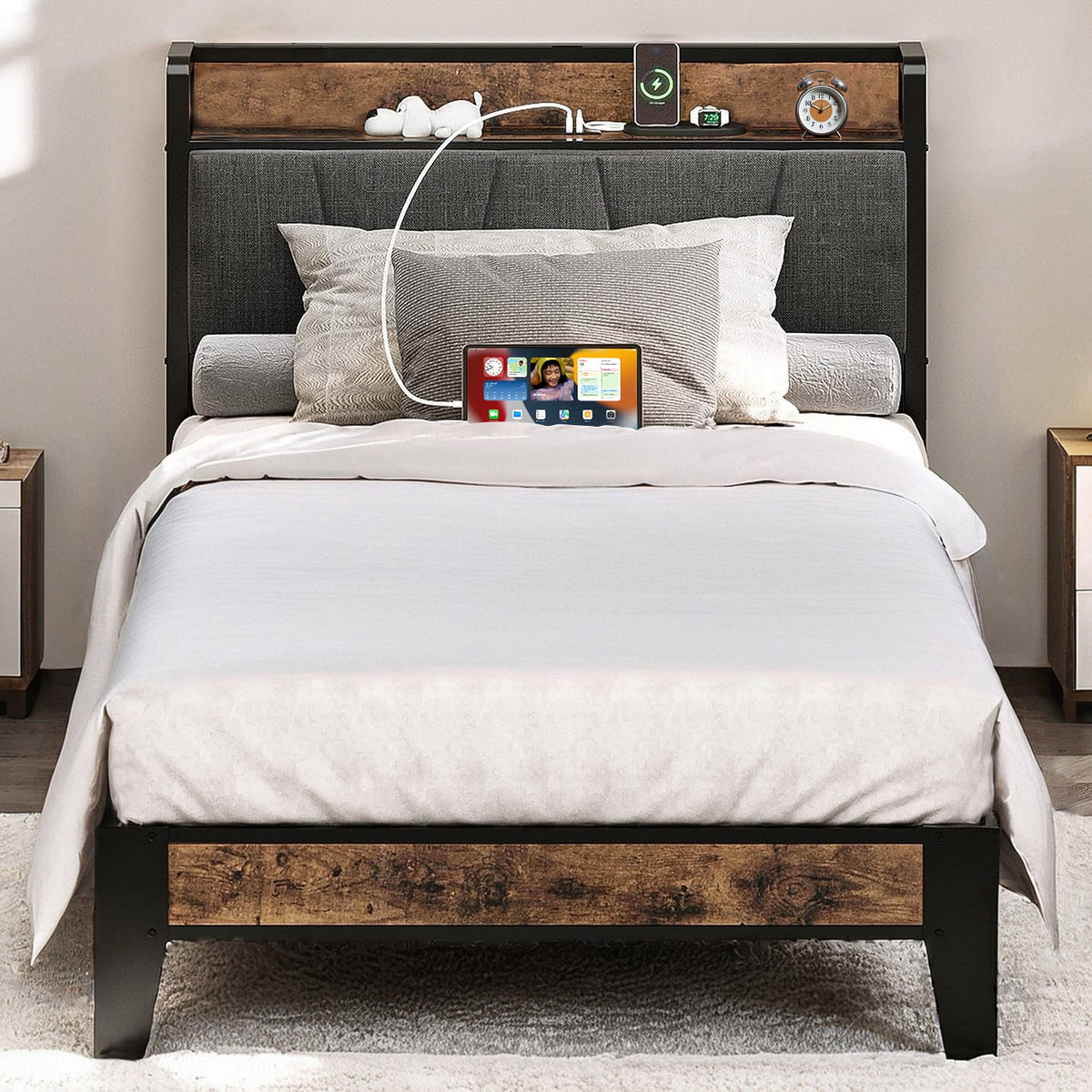 Twin and Twin XL Upholstered Storage Bed Frame