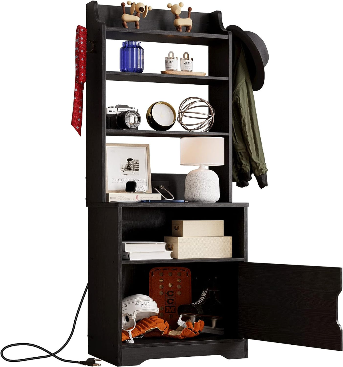 55 Inch Tall Nightstand with Charging Station