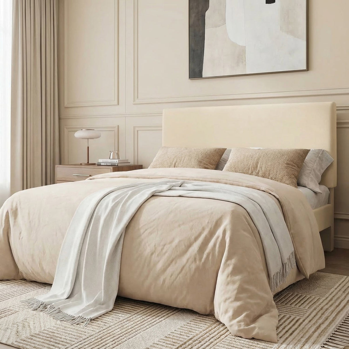 Velvet Platform Bed Frame with Adjustable Headboard