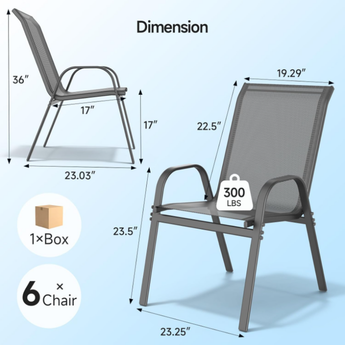 Stackable Metal Outdoor Dining Chairs, Set of 2, 4 or 6
