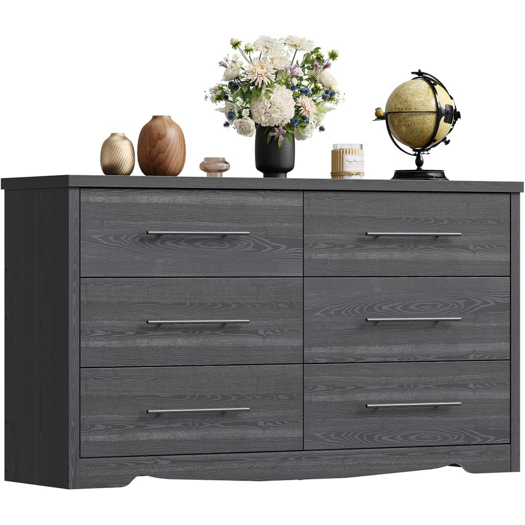 55 Inch 6-Drawer Dresser with Metal Handles