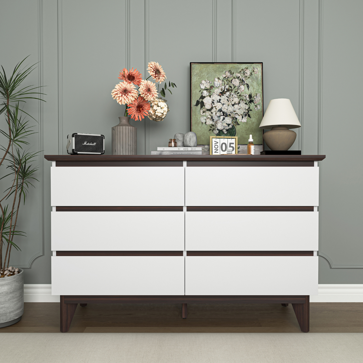 Wide 6-Drawer Storage Cabinet Chest of Drawers