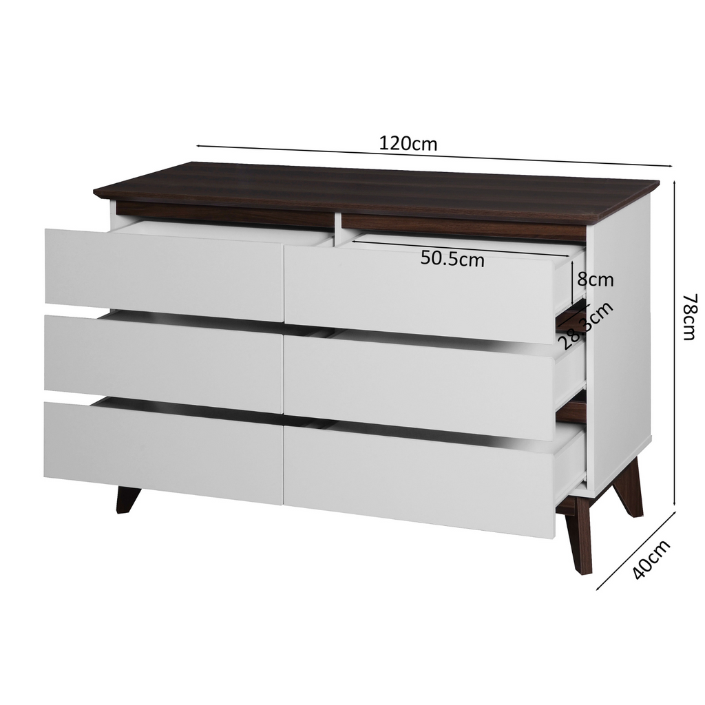 Wide 6-Drawer Storage Cabinet Chest of Drawers