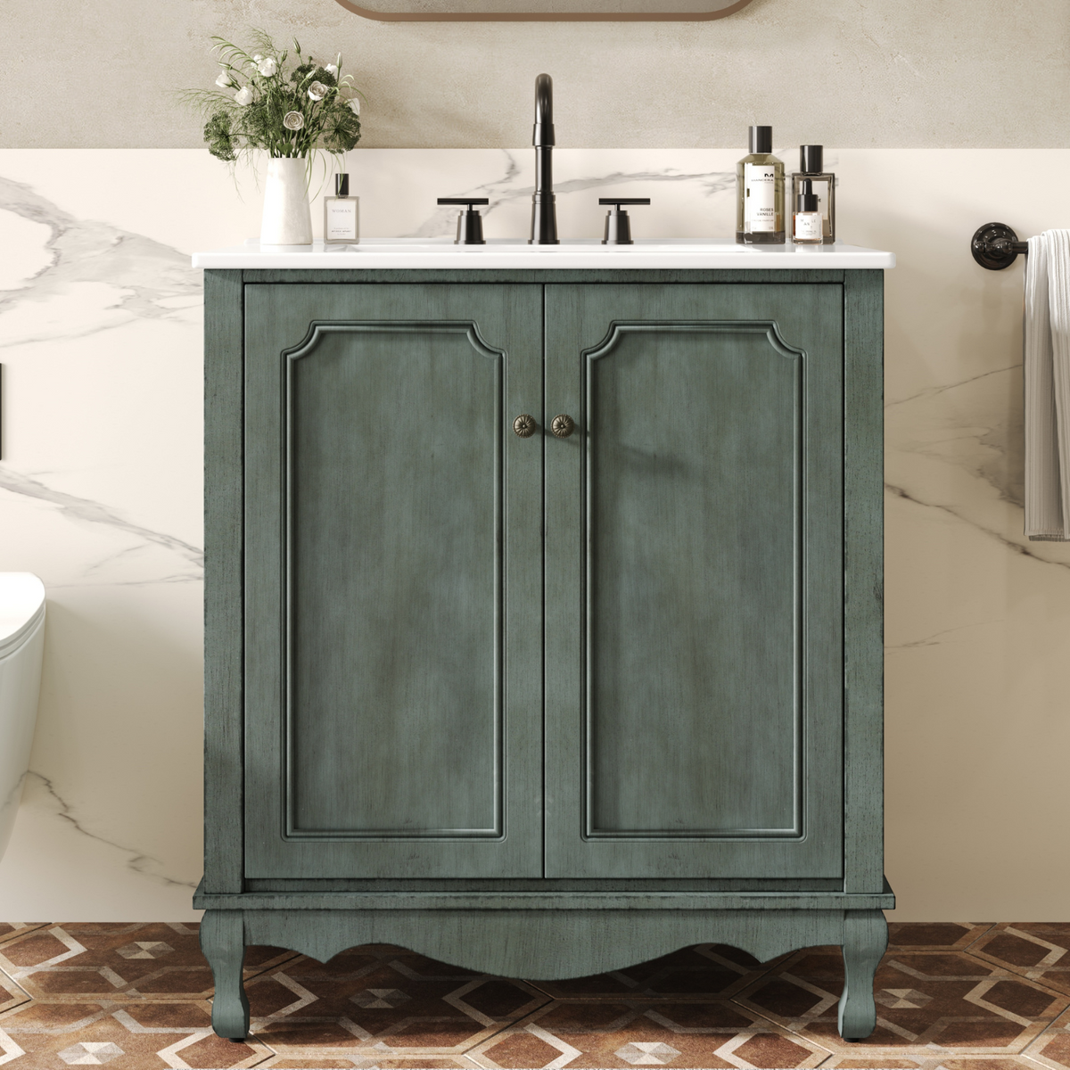 30 Inch Bathroom Vanity with Ceramic Sink Cabinet