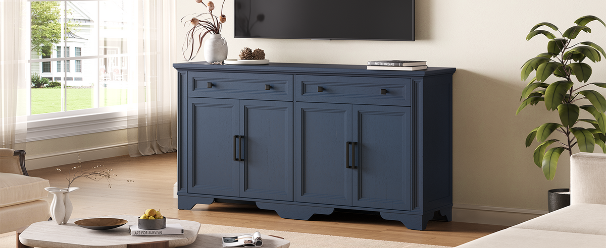 63 Inch Kitchen Sideboard Buffet with Drawers and Doors