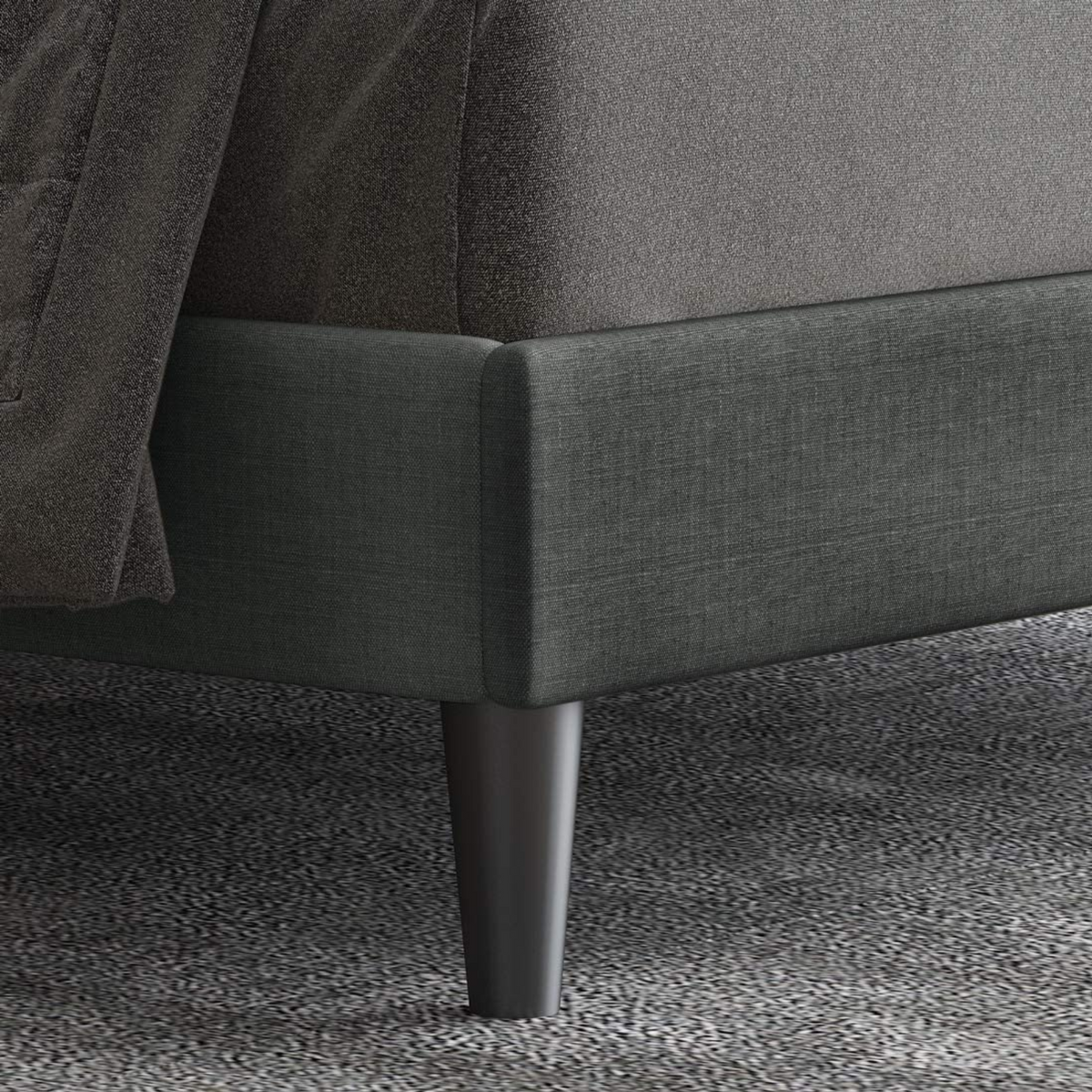 Upholstered Bed Frame with Adjustable Headboard