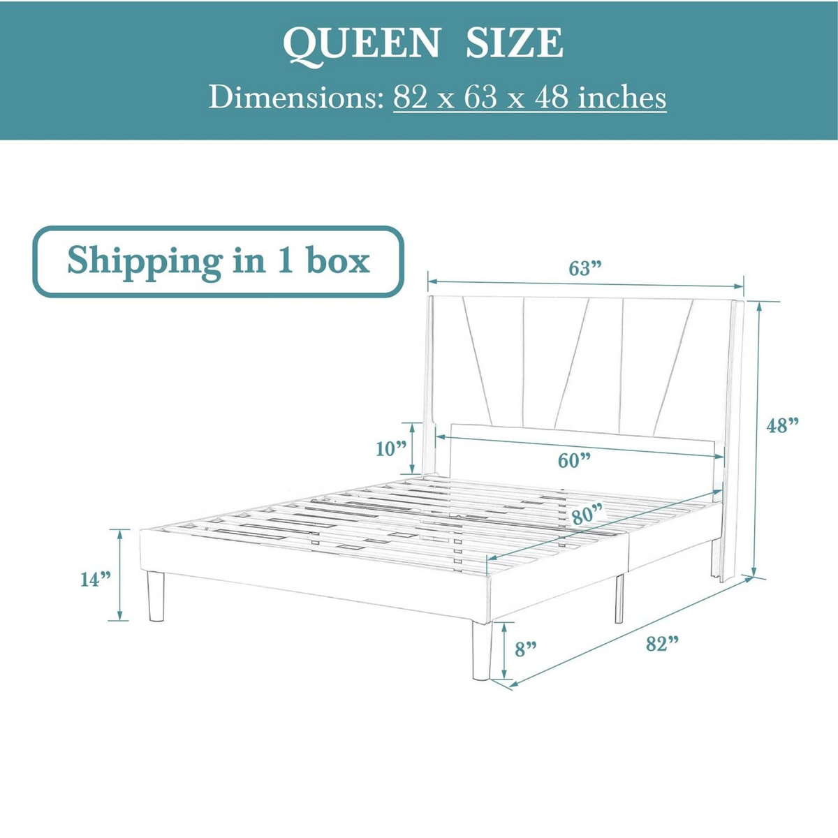 Beige or Grey Bed Frame with Geometric Headboard