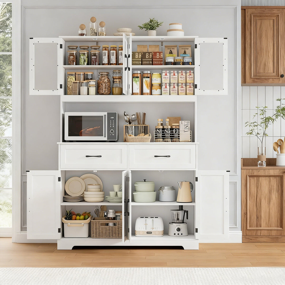 71 in Tall Kitchen Pantry Cabinet with Countertop