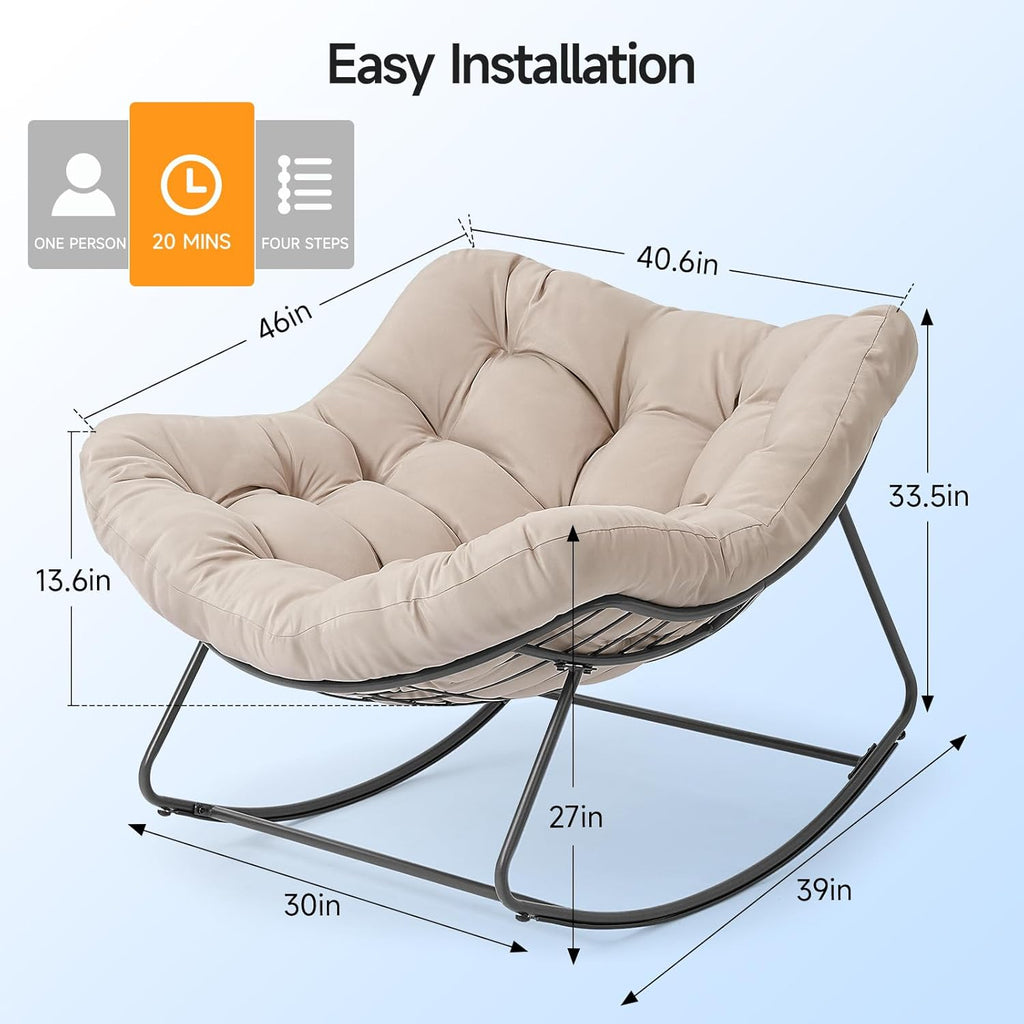 Papasan Rocking Egg Chair with Thick Cushion