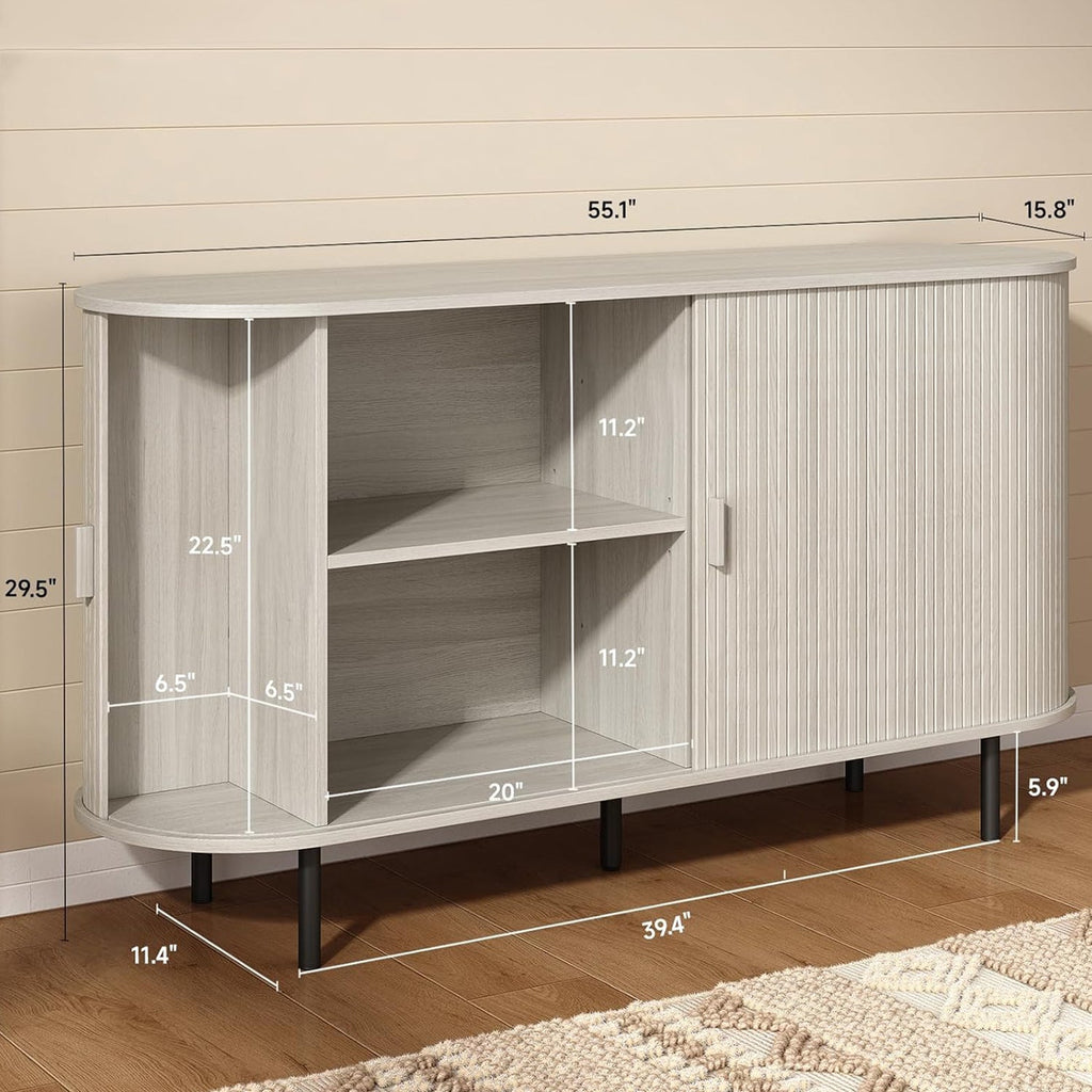 55 Inch Sideboard Buffet with Tambour Door